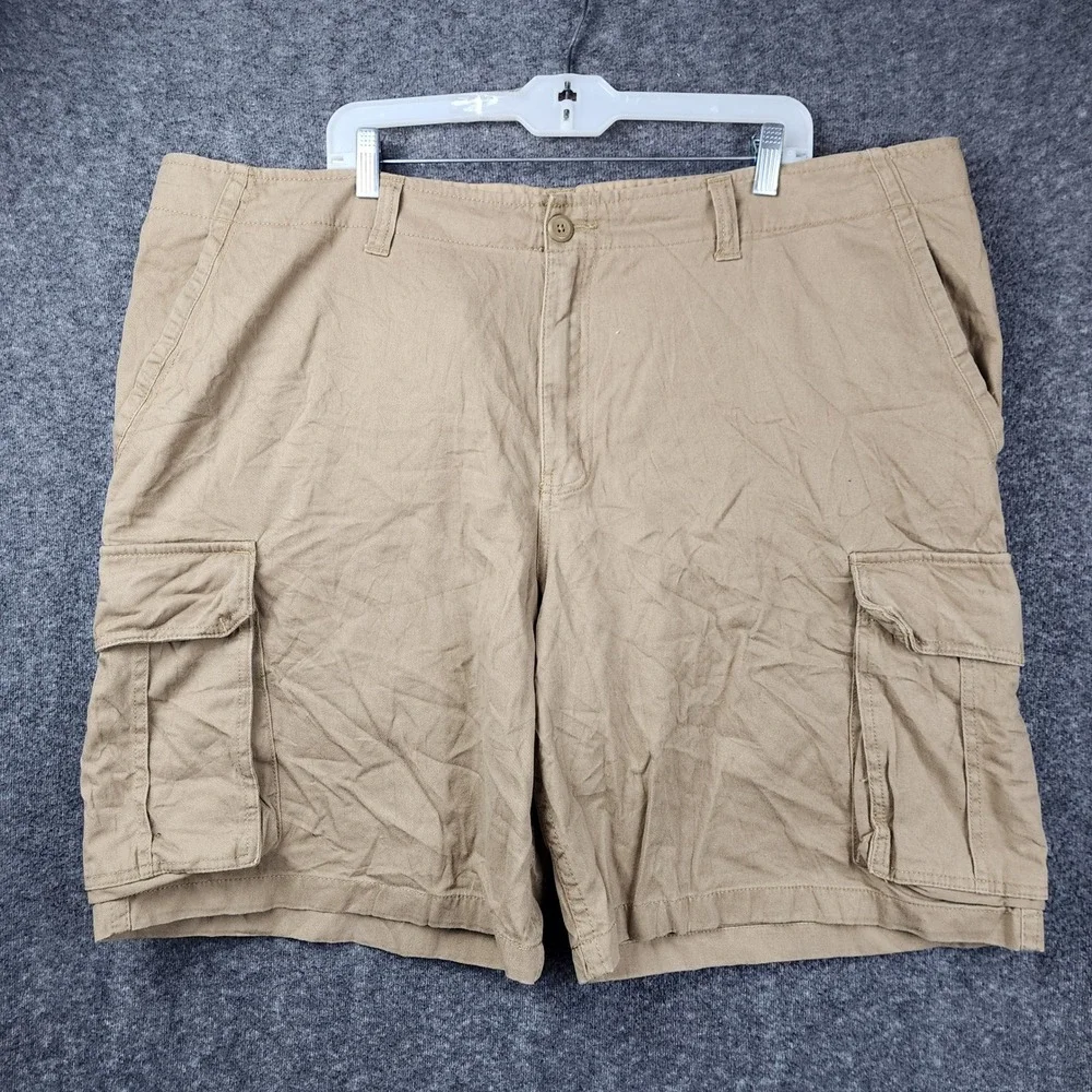 Faded Glory Cargo Shorts Mens 46 Desert Camel Cotton Utility‎ Pockets FM15298B